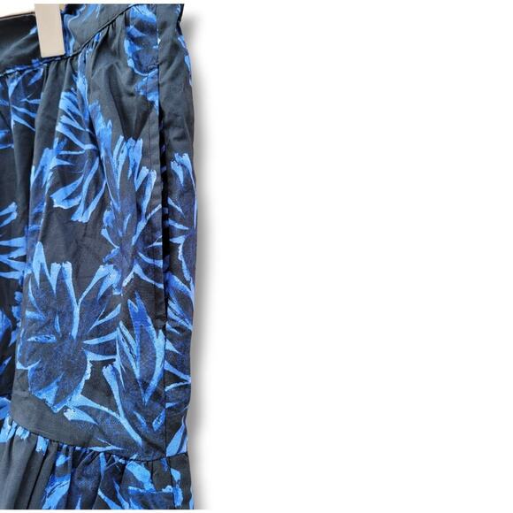 Who What Wear Blue Floral Tiered Mini Skirt XL Cotton Elastic Waist - Picture 3 of 7